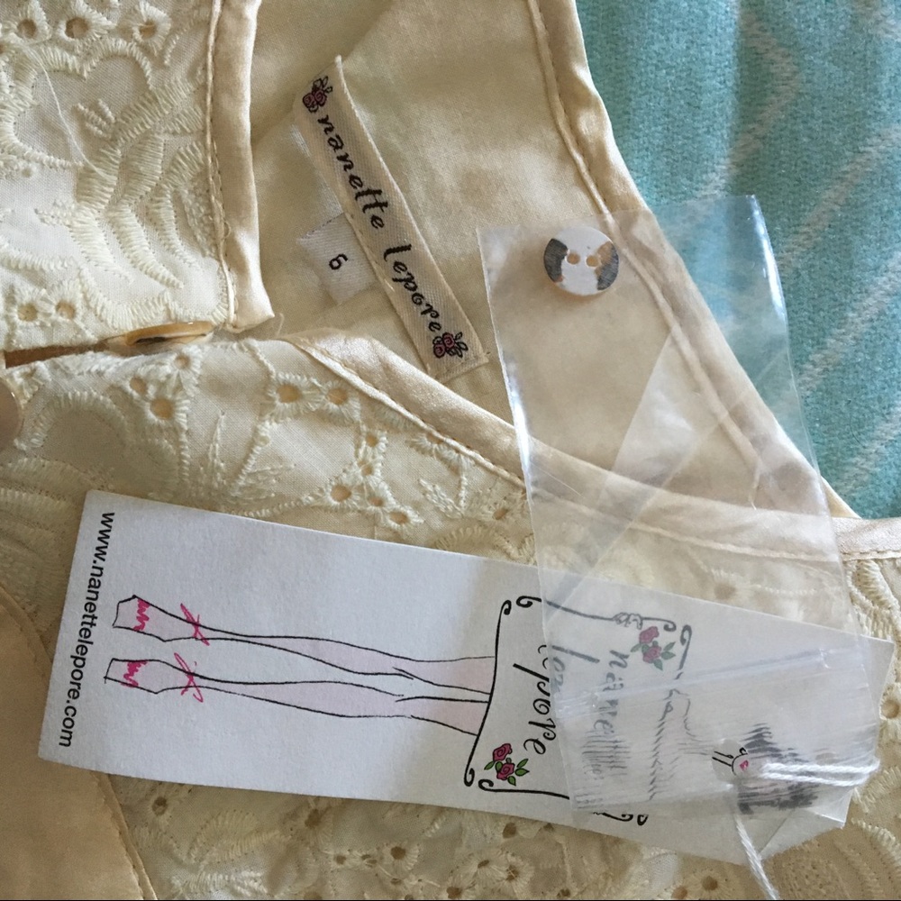 Nanette Lepore Button front eyelet tank top with ribbon tiers - Picture 8 of 8